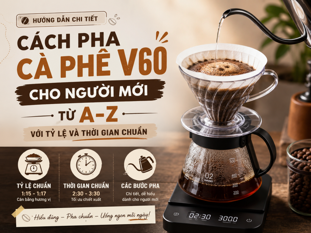 Cách Pha Cà Phê V60 Cho Người Mới Từ A-Z Với Tỷ Lệ Và Thời Gian Chuẩn