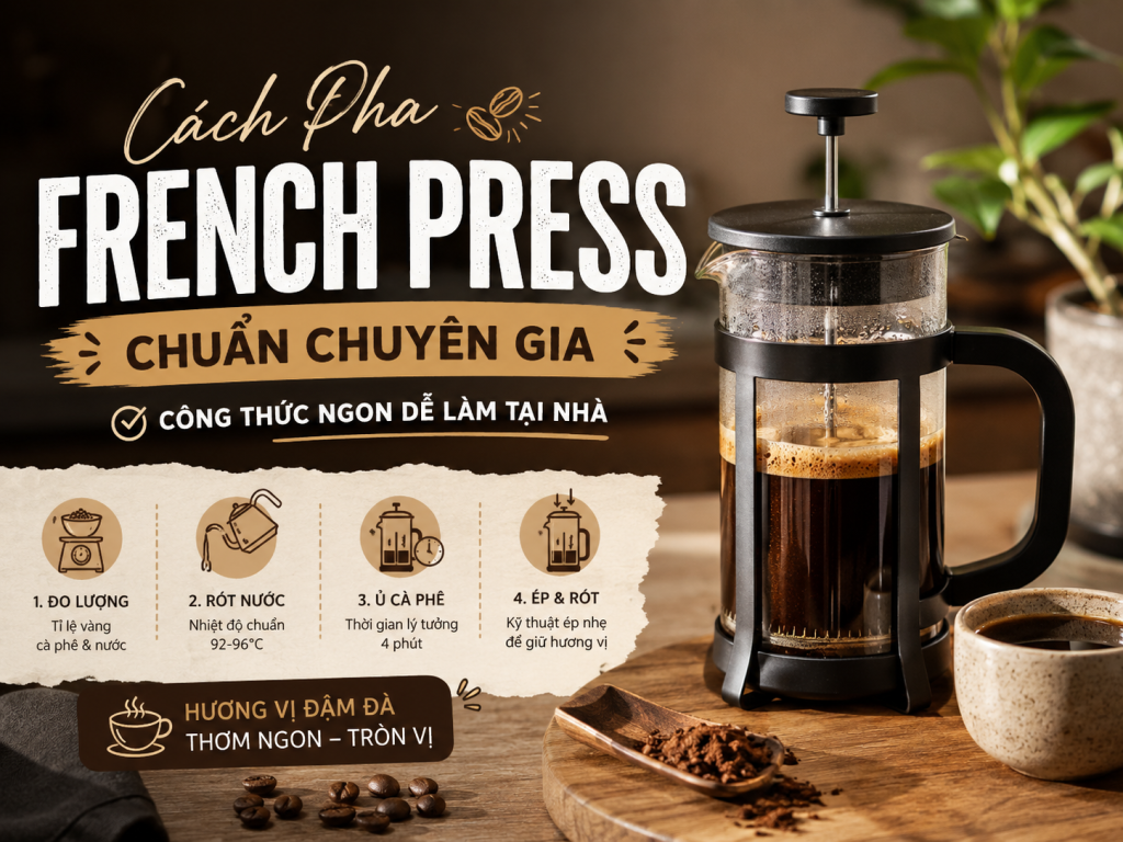 Cách Pha French Press Chuẩn Chuyên Gia: Công Thức Ngon Dễ Làm Tại Nhà
