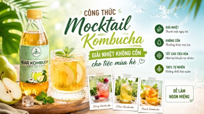 3 Công Thức Mocktail Kombucha Giải Nhiệt Cho Mùa Hè