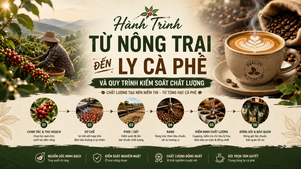 Hành Trình Từ Nông Trại Đến Ly Cà Phê Và Quy Trình Kiểm Soát Chất Lượng